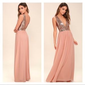 NWT: Rose Gold Sequin Maxi Dress